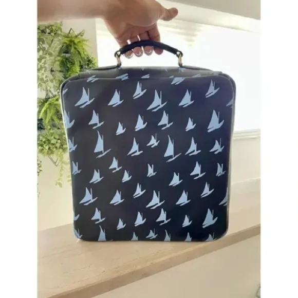 MARNI Spring/Summer 2018 Unisex Blue Leather Sailboat Patterned Satchel Bag - Picture 4 of 17